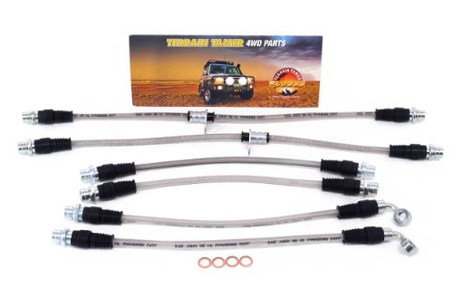 BRAIDED BRAKE HOSE KIT SUIT 0-50MM RAISED VEHICLE