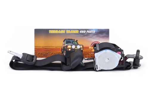 SEAT BELT FRONT OUTER L/H BLACK TRIM (79 SERIES DOUBLE CAB)