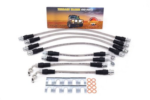 BRAIDED BRAKE HOSE KIT DISC BRAKE REAR 0-50MM RAISED VEHICLE