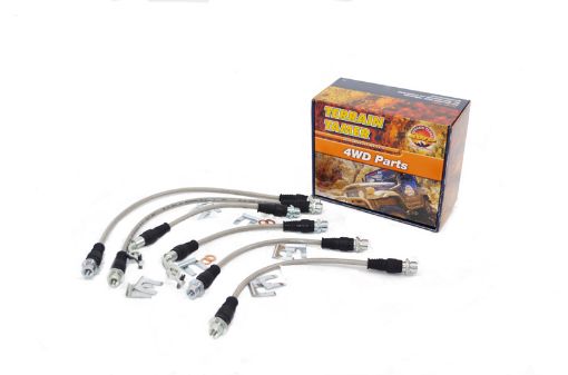Braided Brake Hose Kit Drum Bke Rr To 2"Raised Susp Suit Abs