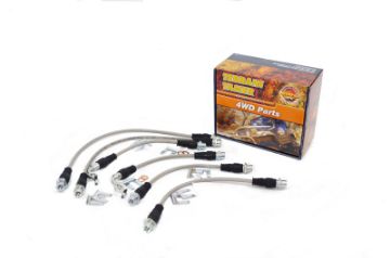 Braided Brake Hose Kit Drum Bke Rr To 2"Raised Susp Suit Abs